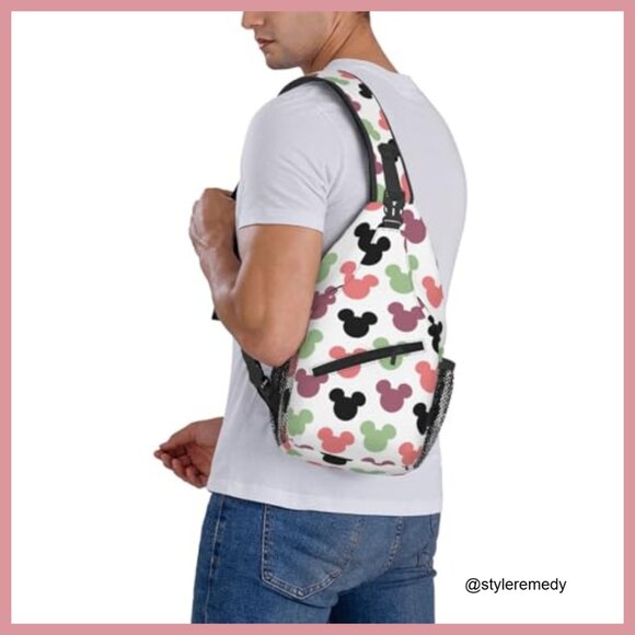 Polyester Crossbody Backpack with Cartoon Print for Gym Travel Casual
